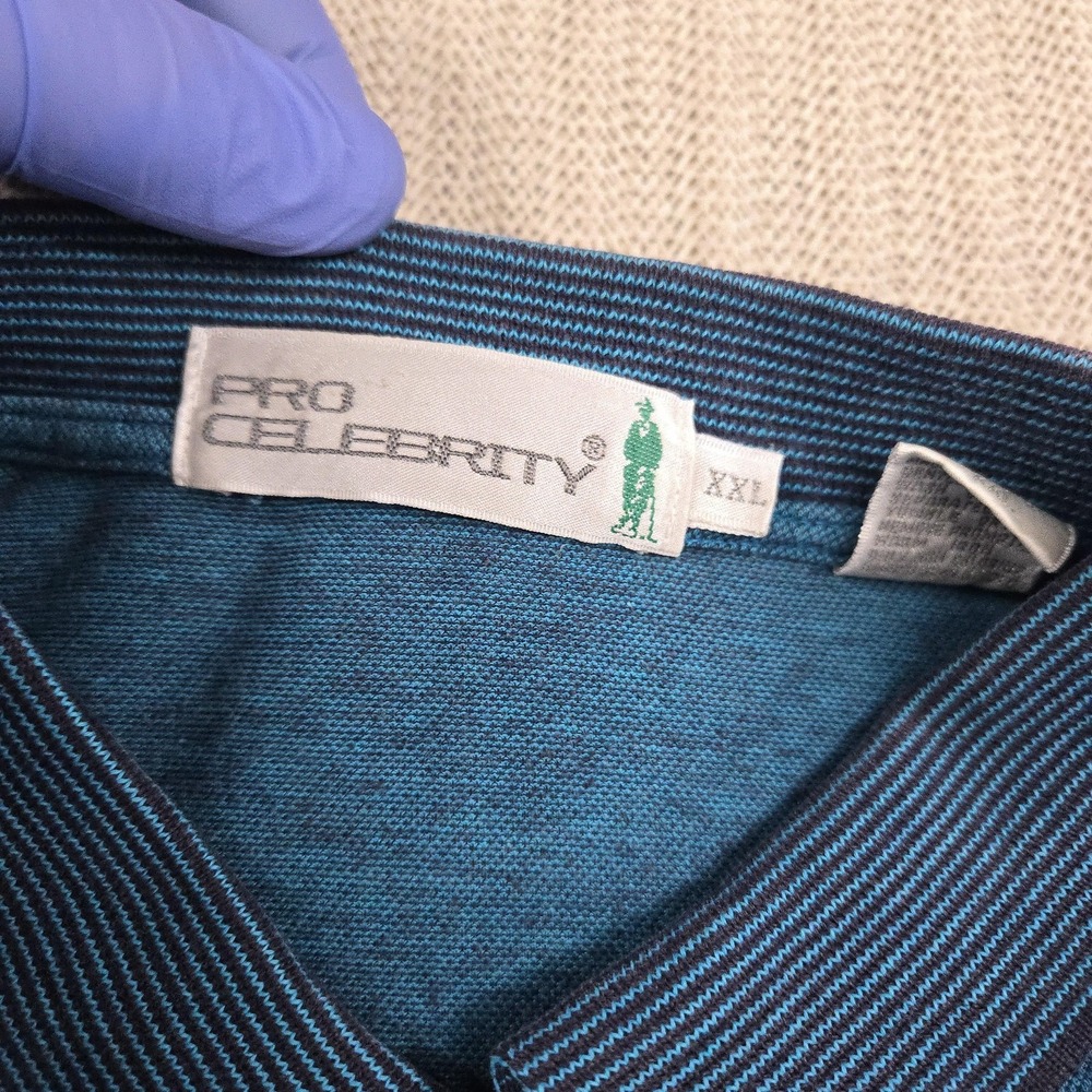 Vintage Pro Celebrity Polo Shirt Mens 2XL Blue Golf Course Graphic Double Sided - Picture 6 of 11